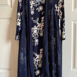 Navy blue dress with sheer navy overlay
